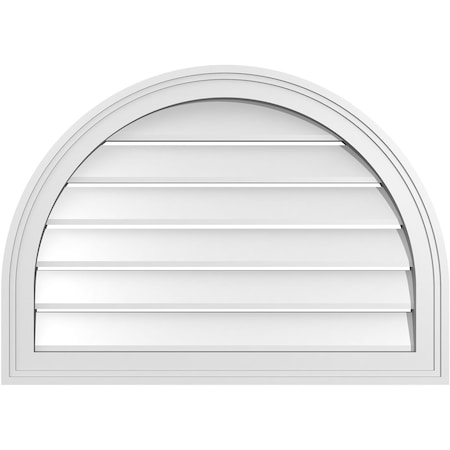 Ekena Millwork Round Top Surface Mount PVC Gable Vent: Functional, w/ 2"W x 1-1/2"P Brickmould Frame, 28"W x 20"H GVPRT28X2002SF